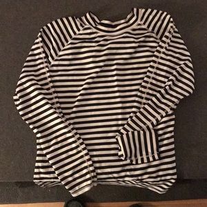 Black and white striped rash guard